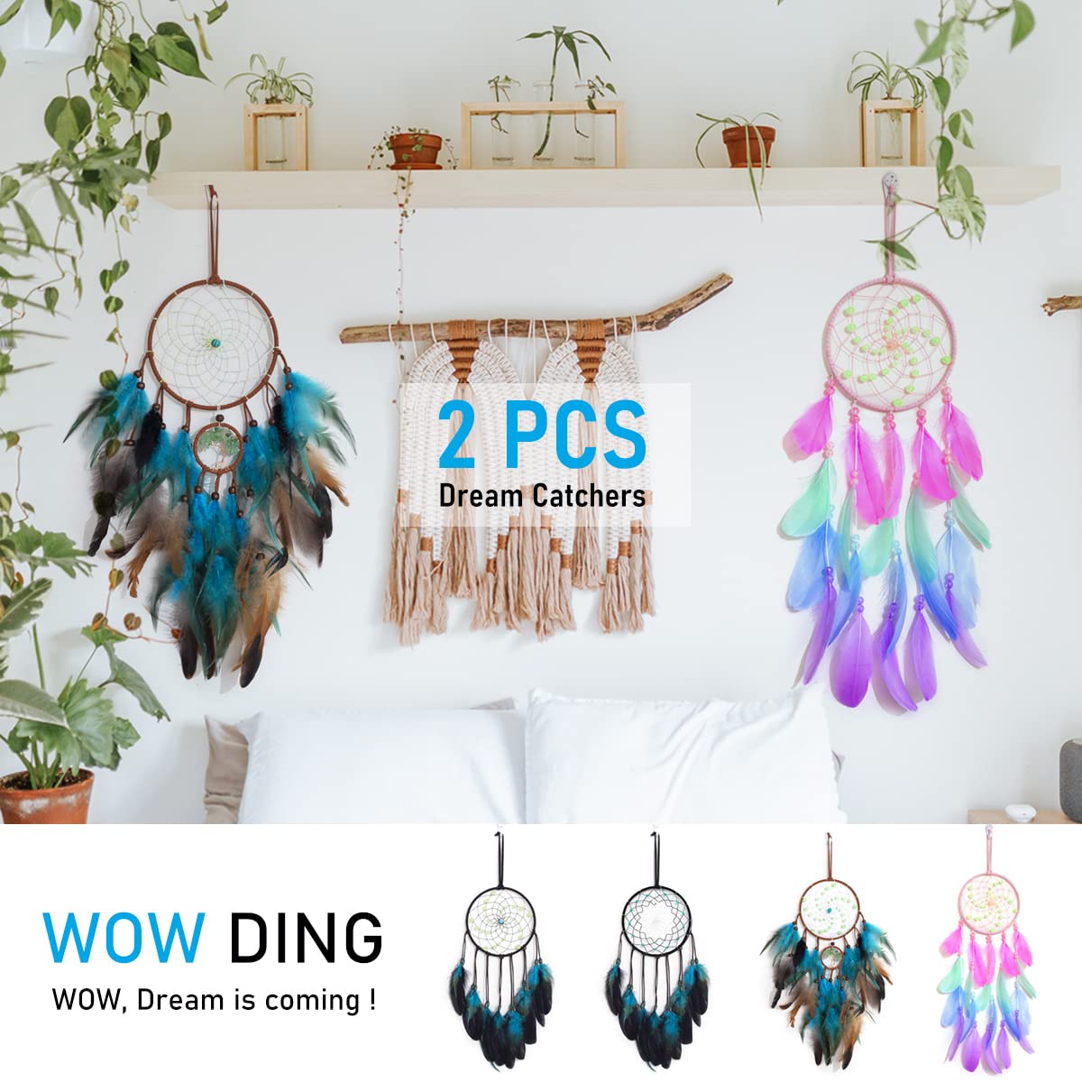 Amazon.com: 2 Pcs Dream Catchers, Blue Tree of Life and Pink